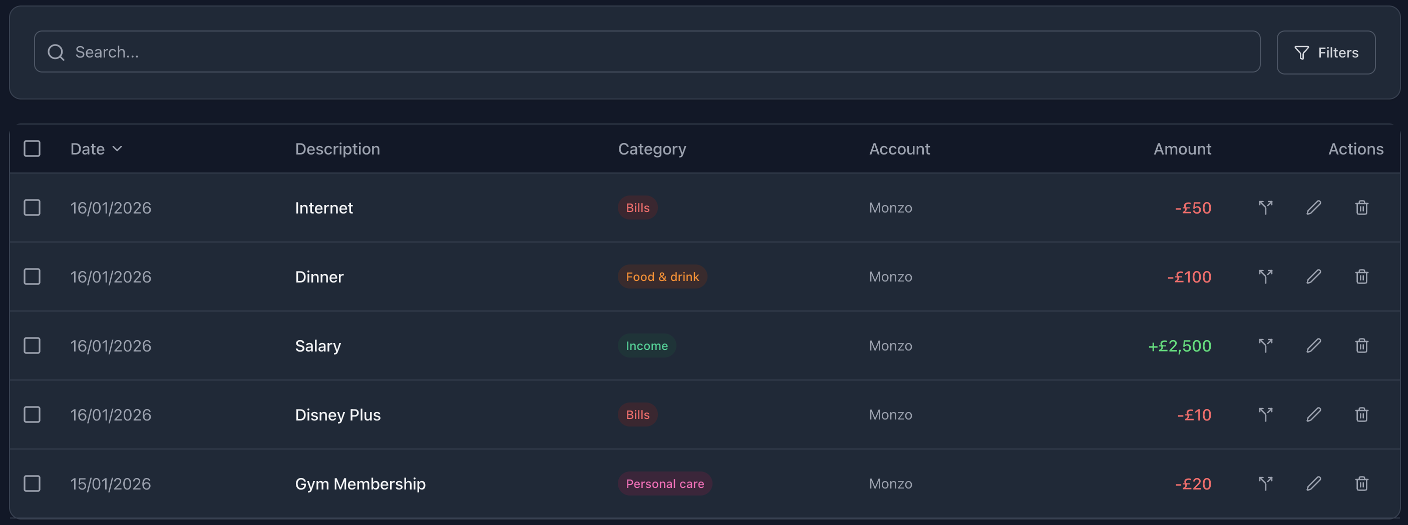 Savly Transactions - View and manage all your transactions